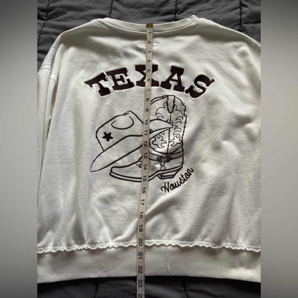 Aeropostale Houston Texas Cowgirl Oversized Notch V Neck Sweatshirt Size XS - Picture 12 of 13